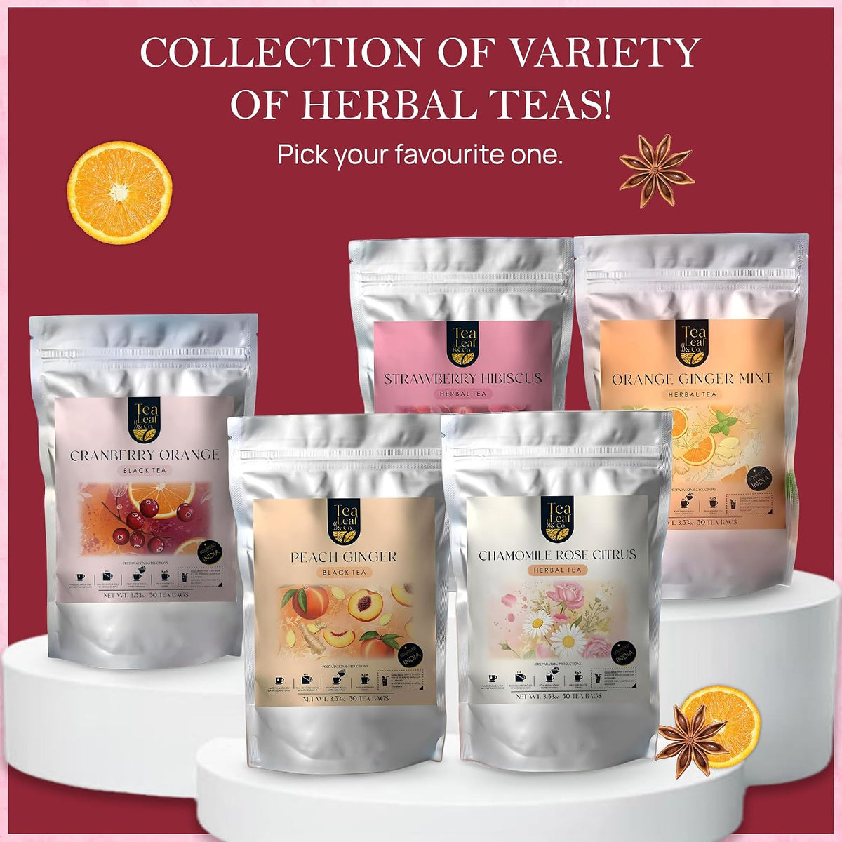 Cranberry Orange Black Tea 100gm, Natural Herbal Infusion, 50 Tea Bags