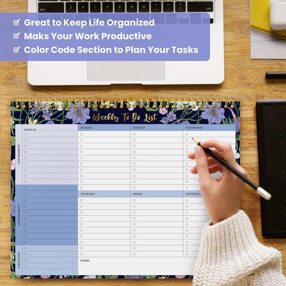Weekly To Do List Notepad with 52 Undated Sheets（8.5"×11"）- Undated Weekly Planner Notepad for Office Desk Accessories and Supplies - Sunshine Petal