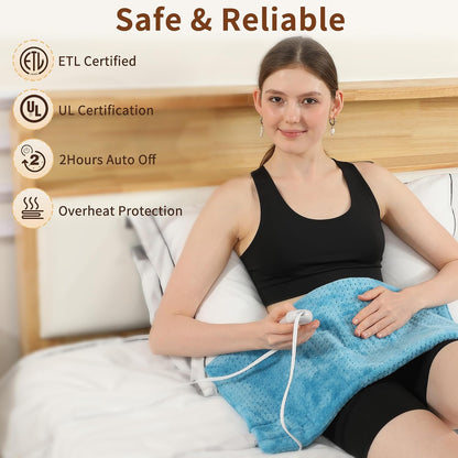 Electric Heating Pad HSA Eligible, Heated Pad for Back Neck Shoulder Pain Relif, Heating Pad for Period Cramps with 2H Auto Shut Off and 4 Heating Levels, 12"x24" Dark Grey