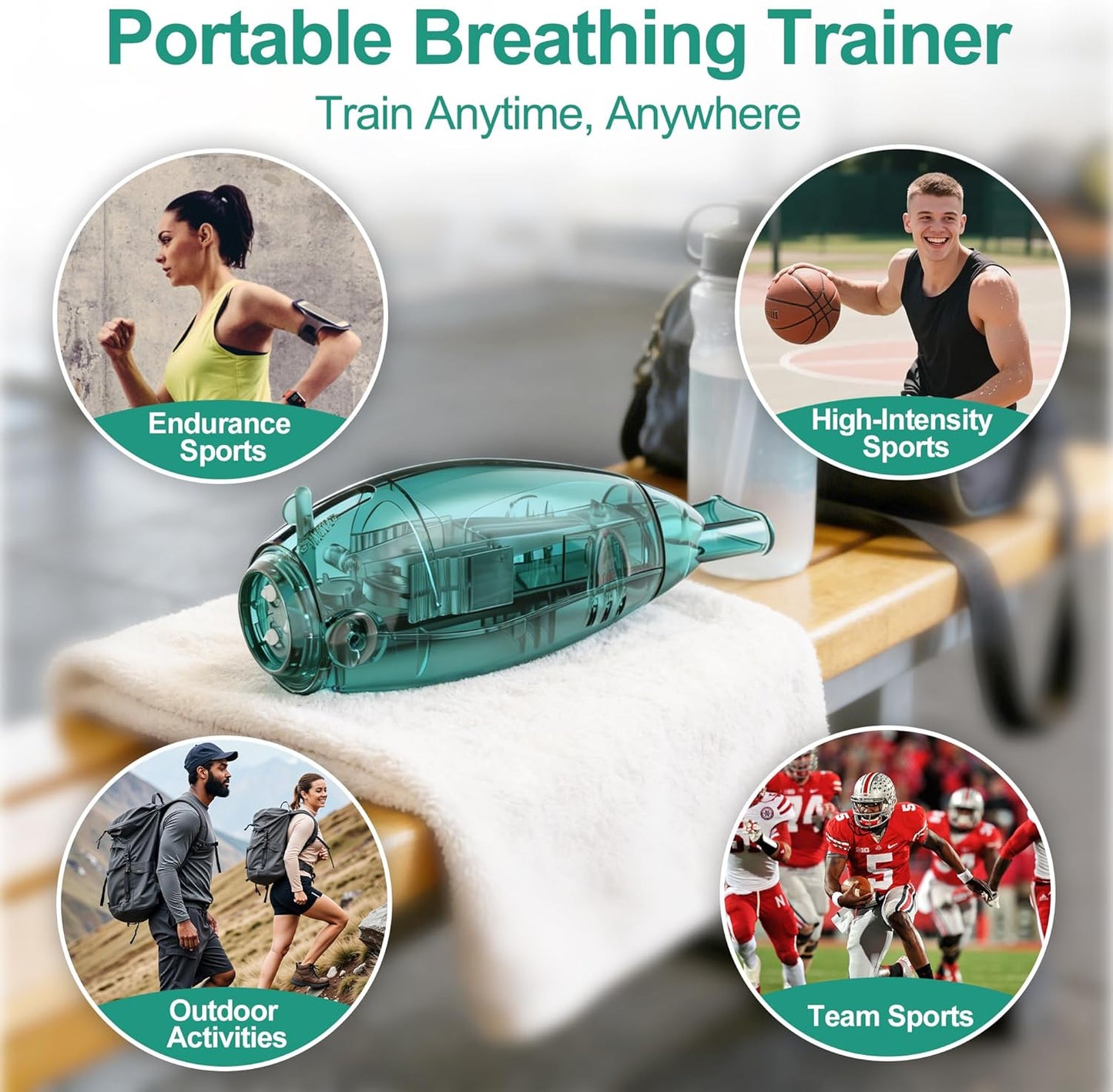 Breathing Exercise Device, Non-Measuring Exerciser & Portable Lung Exerciser with Adjustable Resistance Flutter Valve, Respiratory Muscle Trainer for Mucus Clearance & Better Breathing