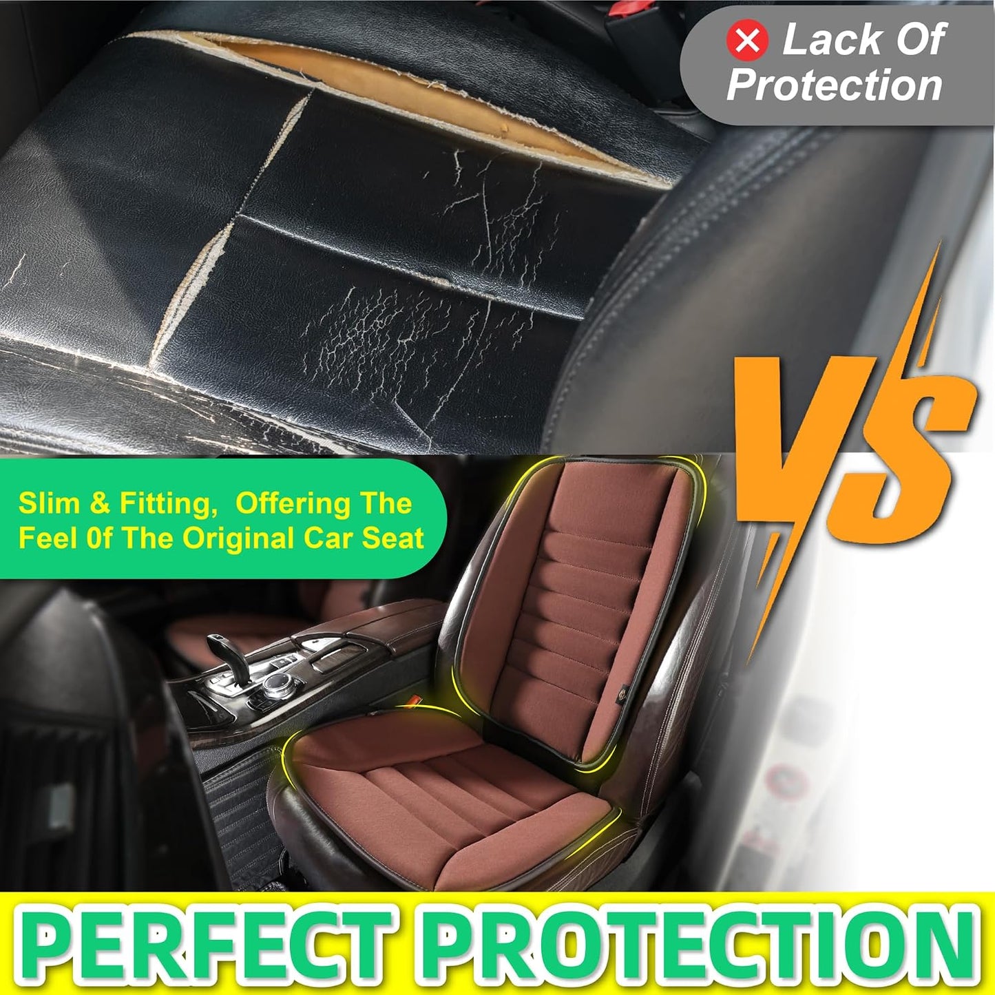 kingphenix Car Seat Cushion with Back Support Pillow: Enhanced Comfort Memory Foam Design for Pain Relief, Ideal for Drivers and Office Use - Ergonomic Lumbar Comfort for Long Sitting - Black