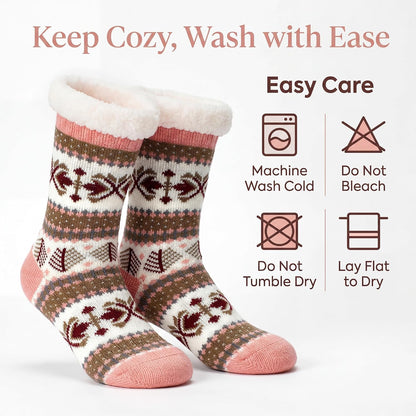 Cozylook Fuzzy Slipper Socks for Women with Grips Warm Cozy Soft Non-Slip Winter Socks Cozy Gift Idea