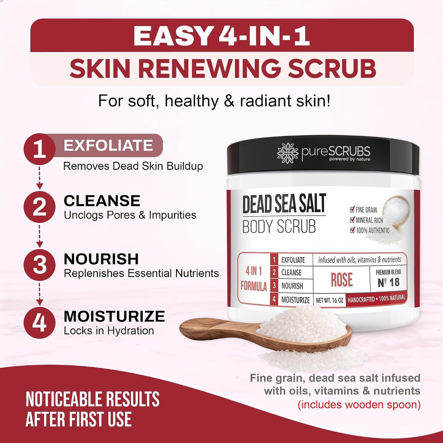 pureSCRUBS Premium Cucumber Body Scrub Set, Exfoliating Dead Sea Salt Scrub