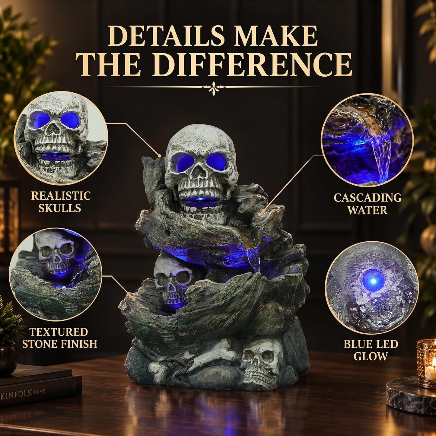 Sunlinua Natural Rocks Tabletop Water Fountain Indoor Water Fountains with 4-Tier Soothing Sound Desktop Waterfall with DIY Decoration for Meditation Desk Home Office Decor(Indoor Electrical Plug)