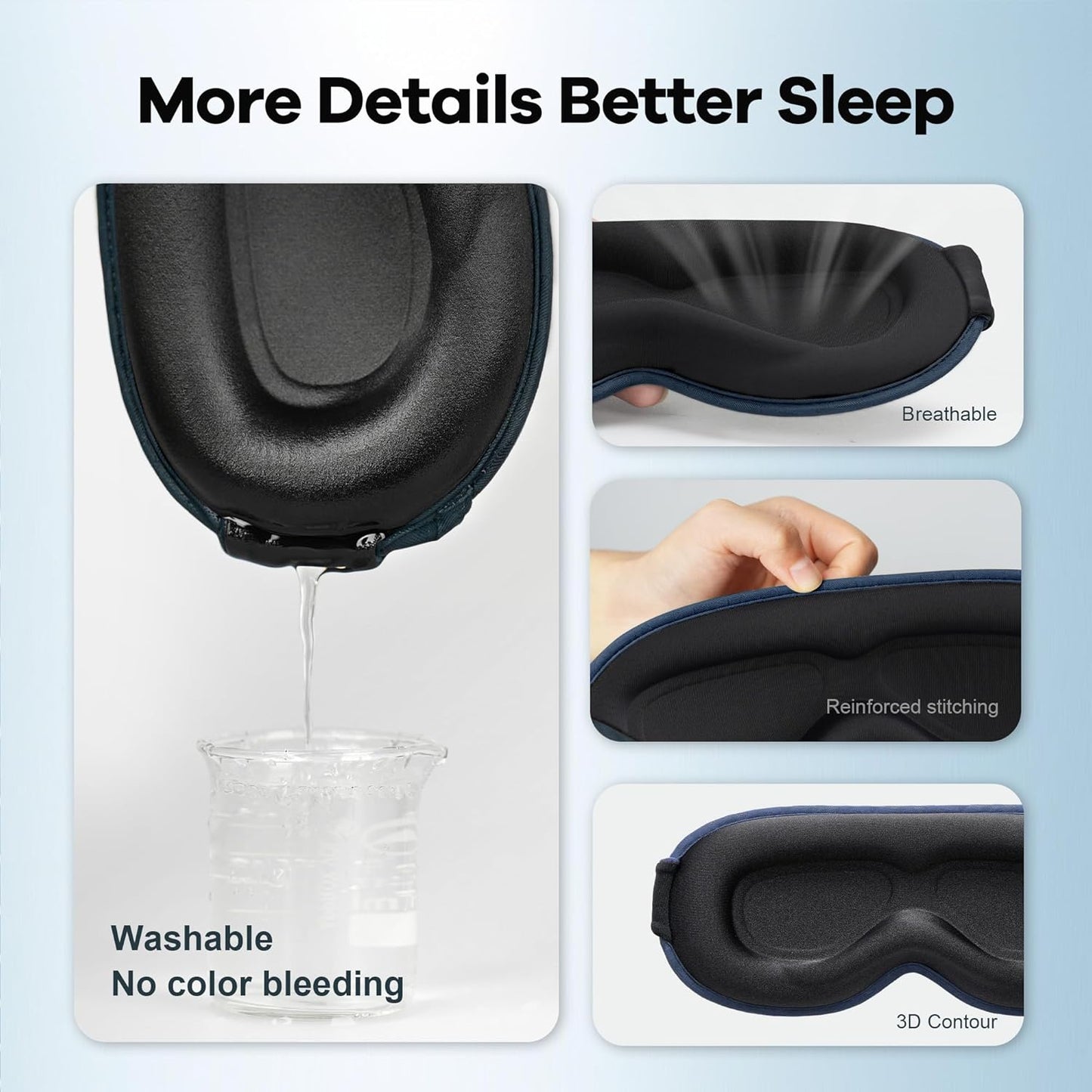 Blackout Weighted Eye Mask for Sleeping: 3D Contoured Gentle-Pressure Sleep Mask for Men & Women - Airplane Travel & Night Shift Essentials, Zero Eye Pressure, Breathable Blindfold, Black