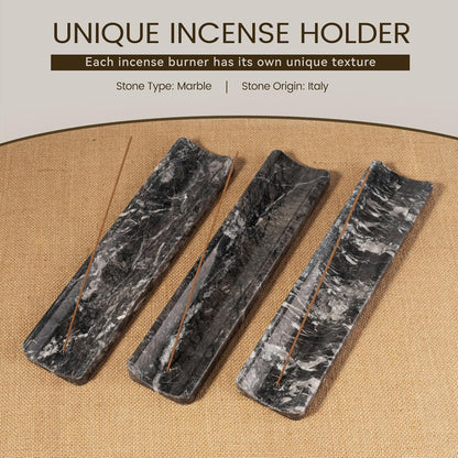 Koville Marble Incense Holder, Incense Holder for Sticks, Incense Sticks Holder Ash Catcher for Meditation Yoga SPA, Natural Stone Incense Burner, Home Table Decor (Grey)