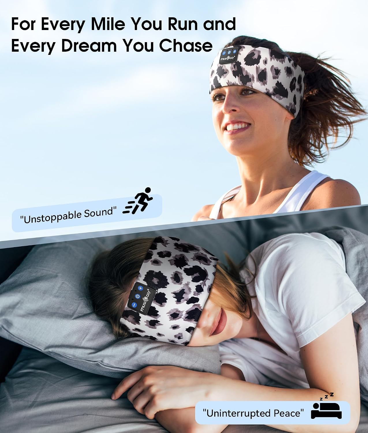 MUSICOZY Sleep Headphones Bluetooth 5.4 Headband, Wireless Earphones Music Sleep Earbuds Sleeping Eye Mask with HD Stereo Speakers for Workout Running Travel Yoga, Ideal Gifts for Men Women Mom Dad