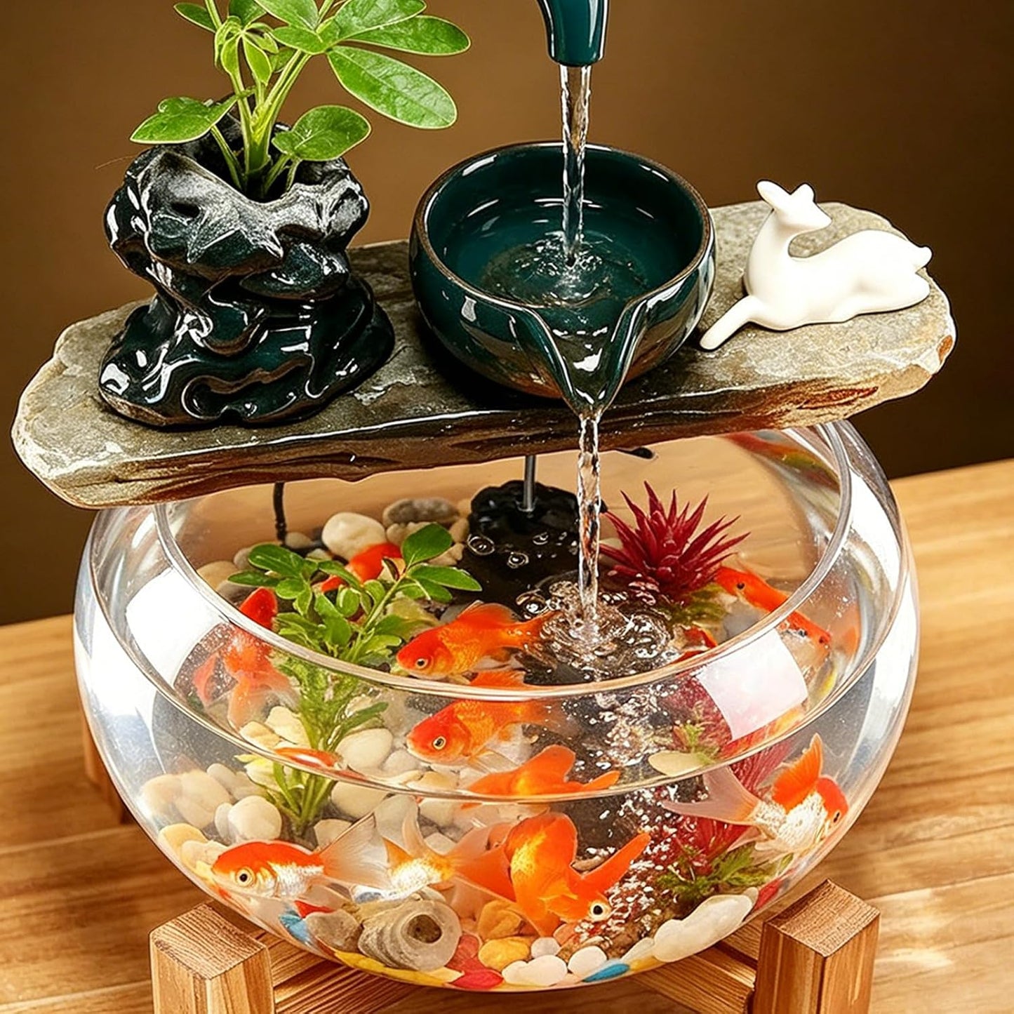 Small Tabletop Water Fountain, Tabletop Fountain Indoor Waterfall Fish Tank