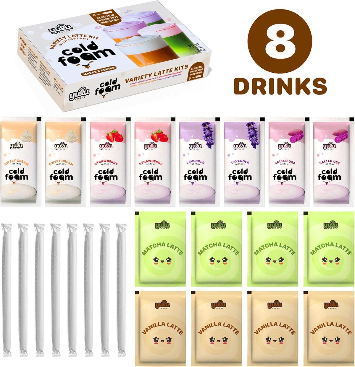 YULU FOODS Matcha Instant Latte Mix (12 Servings, 8.47 oz) | 3-in-1 Japanese Matcha Latte Powder with Creamer & Sugar | Non-Dairy | Hot or Iced Café-Style Latte in Seconds