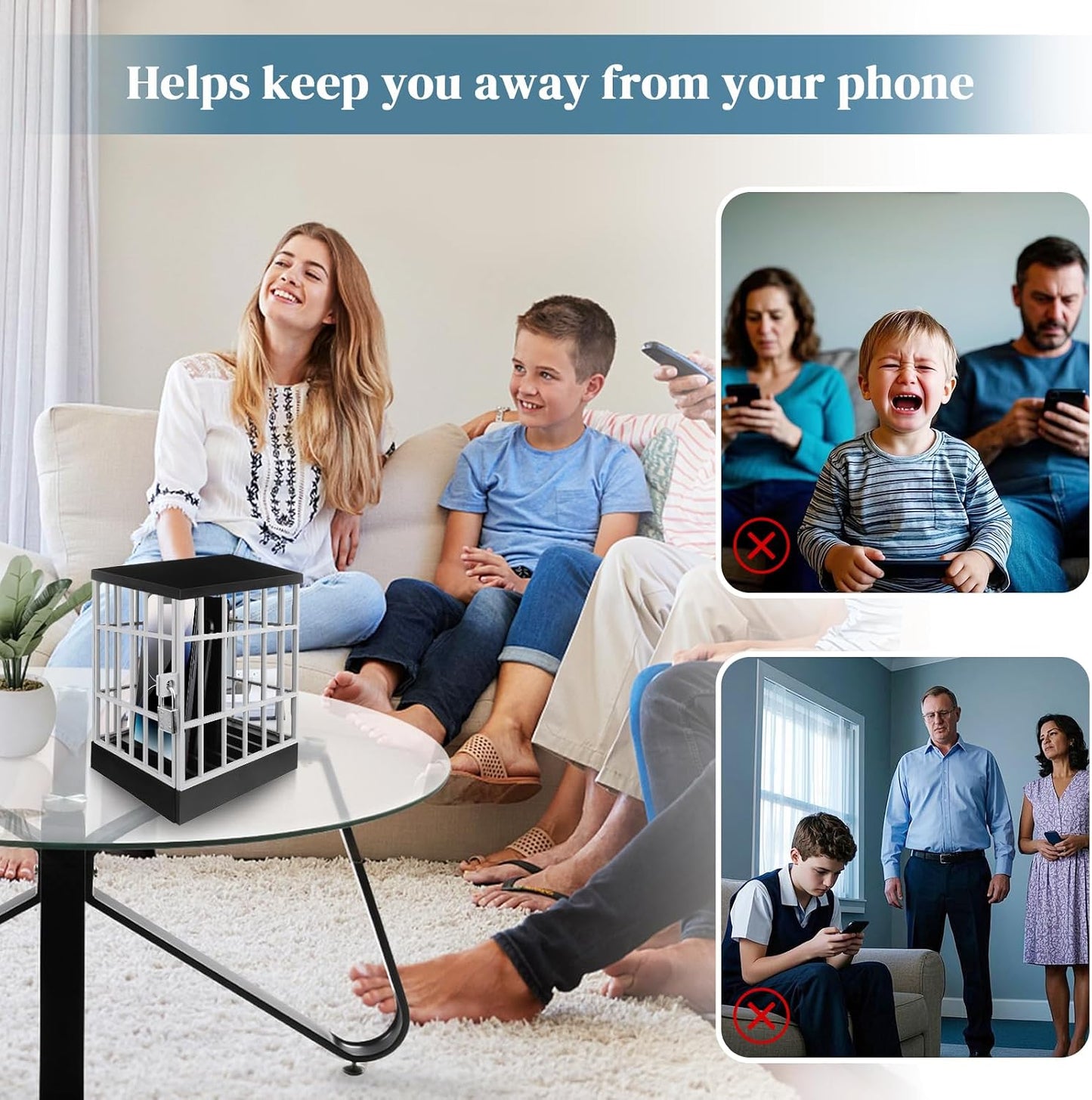 Gemaxvoled Cell Phone Jail-Phone Cage with Lock and Key, Phone Lock Box, Cell Phone Locker for Classroom/Family