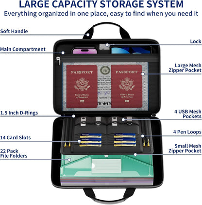 Fireproof Binder Organizer with 22 Pack Binder Pocket, Letter Size
