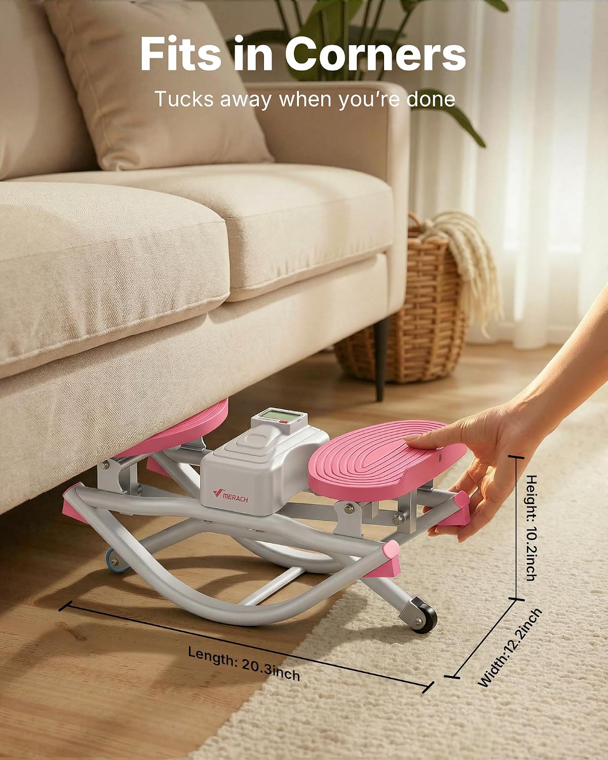 Merach Rocking Steppers for Exercise at Home, 3D Motion Stair Stepper with Resistance Bands for Full Body Workout & Low-Impact Balance Board, 330 LBS Loading Capacity Exercise Equipment
