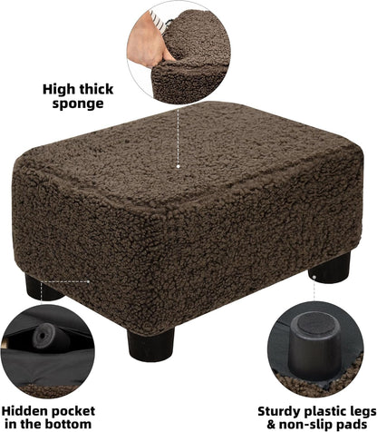 CAROLMADE Small Foot Stool Ottoman Footstool with Legs Under Desk Footrest for Living Room Bedroom and Office,Linen-Grey