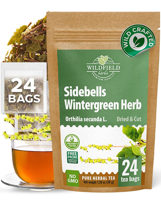 24 Bags Dried Cut Sidebells Wintergreen Herb Tea (Orthilia Secunda) - 24 Count 1.5g Tea Bags One-Sided Wintergreen Orthilia (Peralito)
