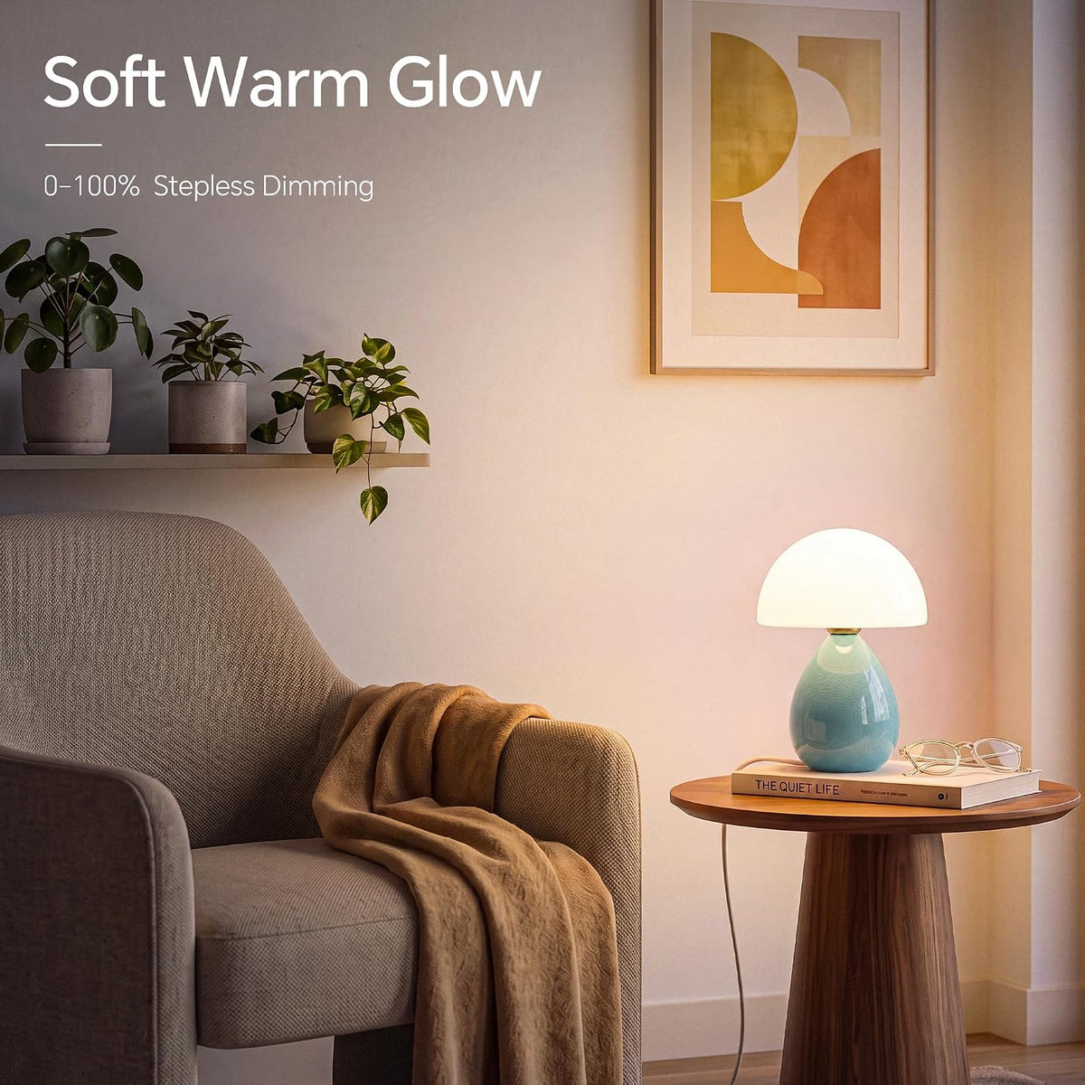 Dawnwake Mushroom Lamp Table Lamp for Bedroom-Small Desk Table Lamps,White