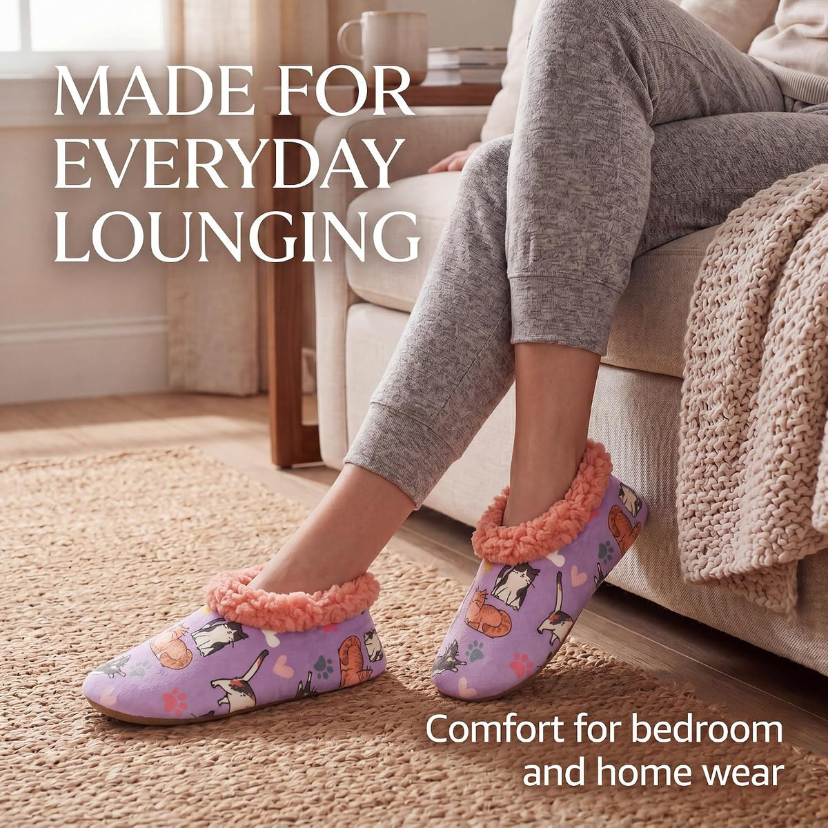 Cozylook Fuzzy Slippers for Women Indoor Soft Sole Slipper Socks