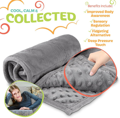 Kidaddle 5lb Weighted Blanket for Kids (Blue) 19x22 Inch, Plush Minky Weighted Lap Pad with Travel Bag for Ages 4+