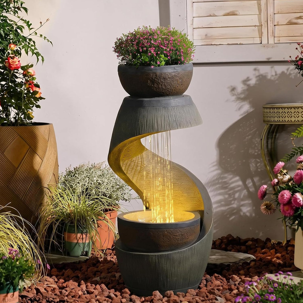 Sunlinua Modern Indoor Tabletop Water Fountain for Office Decor