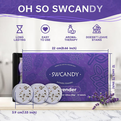 SWCANDY Shower Steamers Aromatherapy Travel Essentials Birthday Gifts for Women, Lavender 8 Pcs, Bath Bombs Shower Bombs with Natural Essential Oils, Relaxation Home SPA