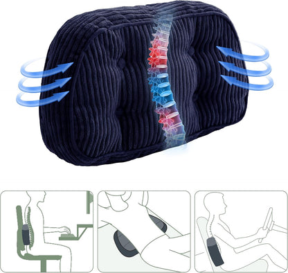 HIGOGOGO Lumbar Support Pillow for Recliner Chair/Accent Chair/Couch/Office Chair, Tufted Corduroy Back Support Cushion for Elderly, Recliner Cushions for Back Rest, Pain Relief, Reading, Brown