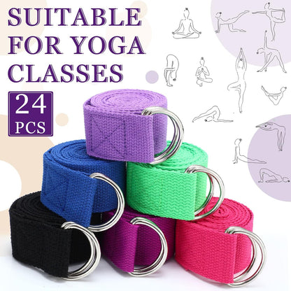 Leyndo Yoga Strap Stretching Pilates Exercise Adjustable Straps 6 ft Non Elastic Yoga Belt with Adjustable D Ring Buckle for Pilates Gym Workouts Fitness