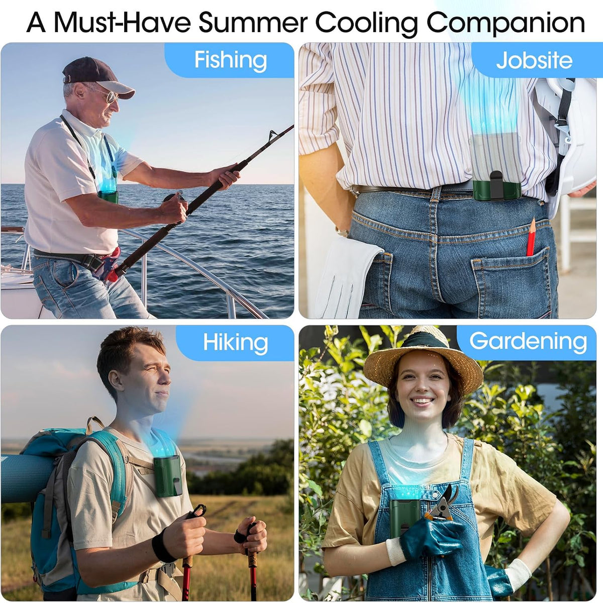 Heelkl 2026 AI Portable Fan Rechargeable, 4-Speed Strong Airflow, Personal Waist Fan with up to 25H of Working Time, Hands-Free Hanging Neck Fan, Wearable Belt Fan for Camping, Outdoor, Jobsite