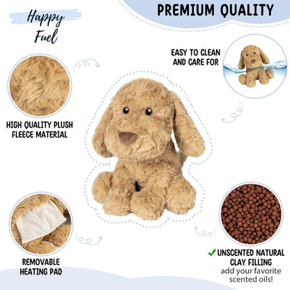 Bunny Microwavable & Weighted Stuffed Animals - 1.5 Lbs Unscented Heating Pad for Period Cramps Pain Relief and Anxiety, Cute Bunny Plush Toys Gifts for Women Girls Adults and Kids by Happy Fuel