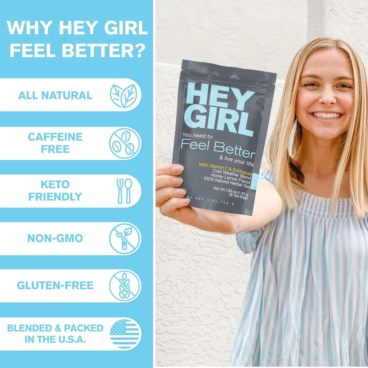 Get Well Soon Gifts For Women | Immunity Tea For Colds and Sore Throat with Elderberry, Echinacea | Care Package For Sick Friend to Feel Better | Recovery Immune Support, Herbal Throat Coat Tea Bags