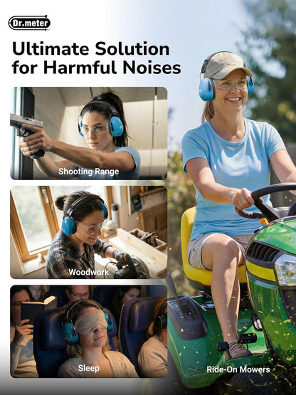 Dr.meter Ear Protection Ear Muffs, Noise Cancelling Headphones for Adults Kids 31dB Earmuffs for Noise Reduction, Hearing Protection for Shooting Gun Range, Mowing, Monster Jam, Sensory, Fireworks