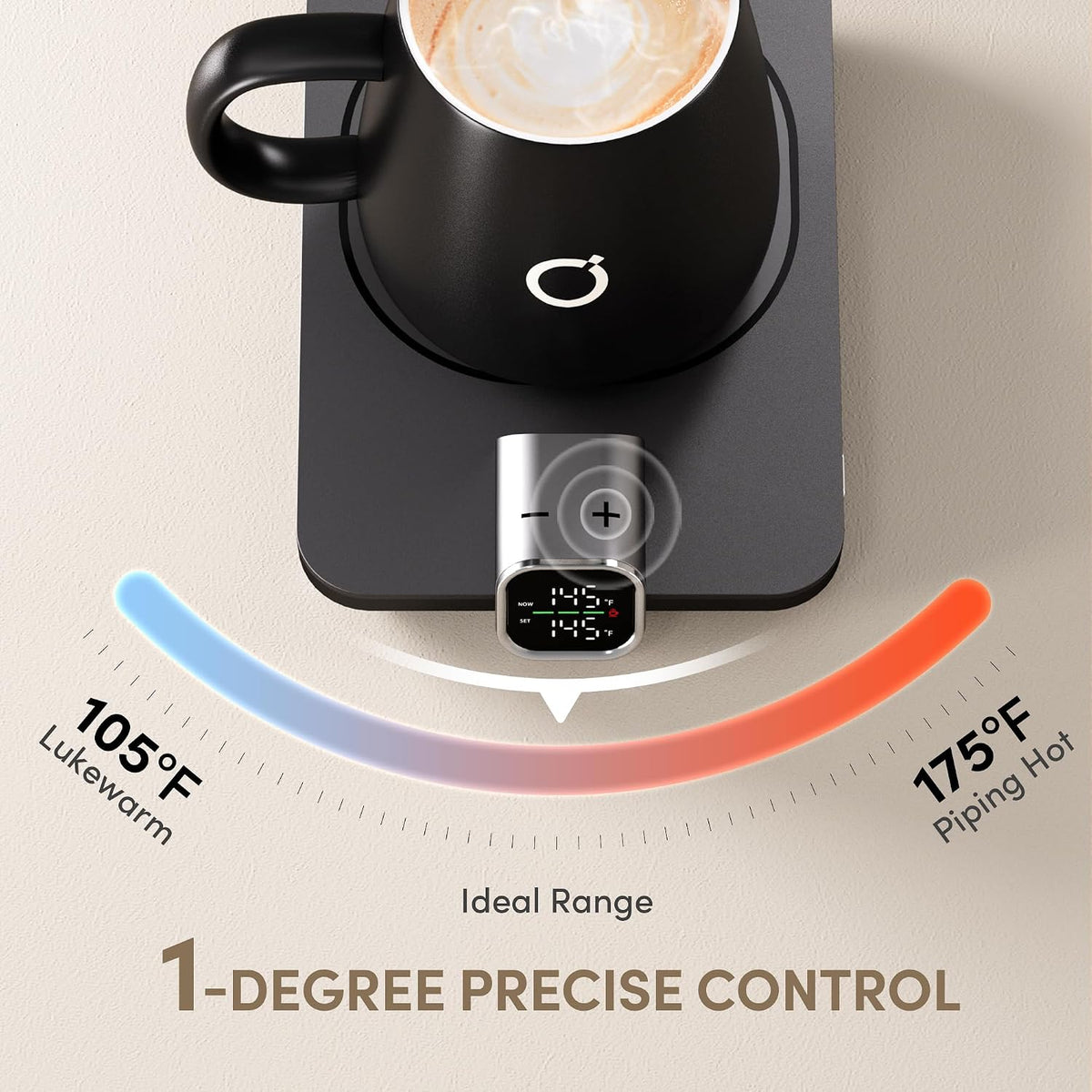Coffee Cup Warmer & iKago Mug Set, 1℉ Precise Temp Control Mug Warmer