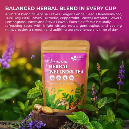 FreshDrinkUS, Premium Herbal Wellness Tea, 75 Count, Caffeine Free, Vegan