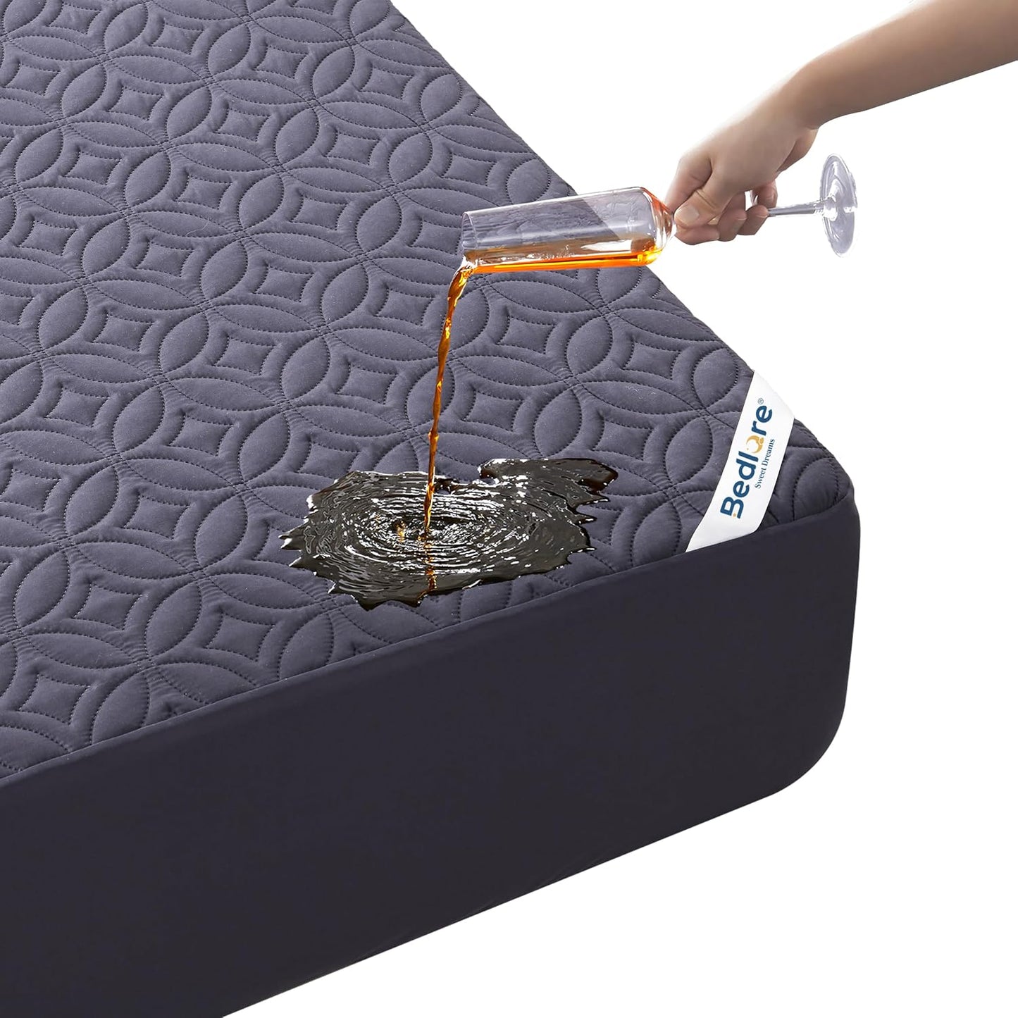 BEDLORE Waterproof Mattress Protector, King Size Mattress Pad with Deep Pocket 6"-18" Depth, Soft Noiseless Dirt-Proof Bed Mattress Cover Washable for Home, Bedroom, Hotel (Gray)