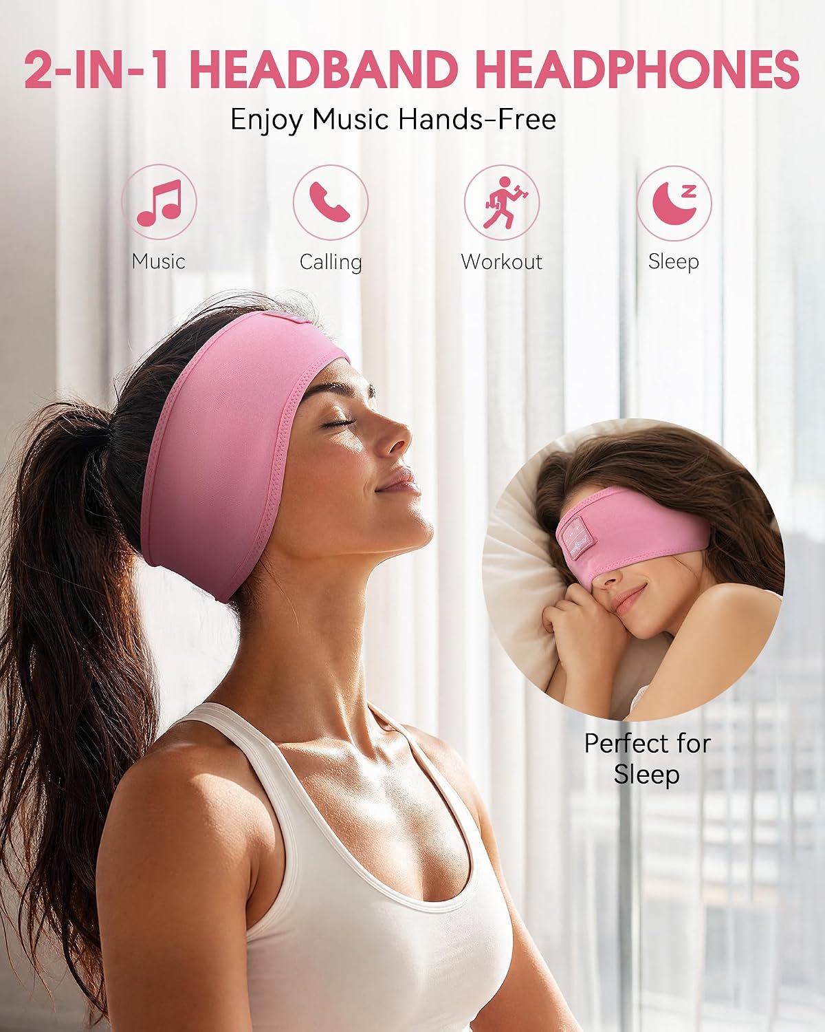 MUSICOZY Sleep Headphones Bluetooth 5.4 Headband, Sports Wireless Earphones Sweat Resistant Earbuds Sleeping Headphone with Ultra-Thin HD Stereo Speaker for Workout Running Cool Gadgets Unique Gifts