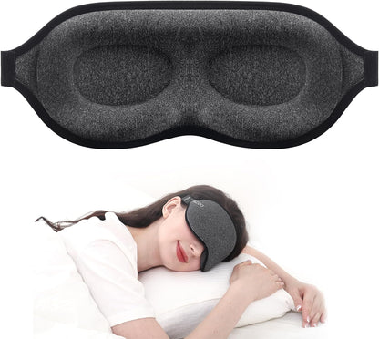 MZOO Luxury Sleep Eye Mask for Side Sleeper Men Women, Zero Eye Pressure 3D Sleeping Mask, Light Blocking Patented Design Night Blindfold, Soft Eye Shade Cover for Travel, Black