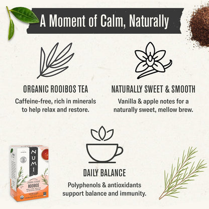Numi Organic Rooibos Tea, 18 Herbal Tea Bags, Caffeine Free