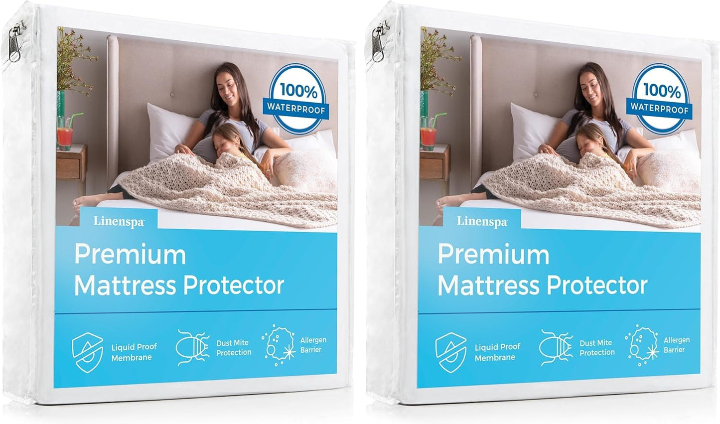 Linenspa Waterproof Mattress Protector — Breathable, Noiseless, Full