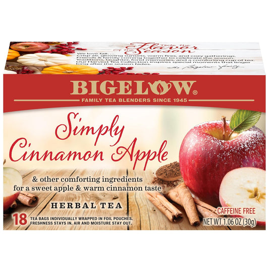 Bigelow Tea Simply Cinnamon Apple Herbal Tea, 18 Count (Pack of 6)