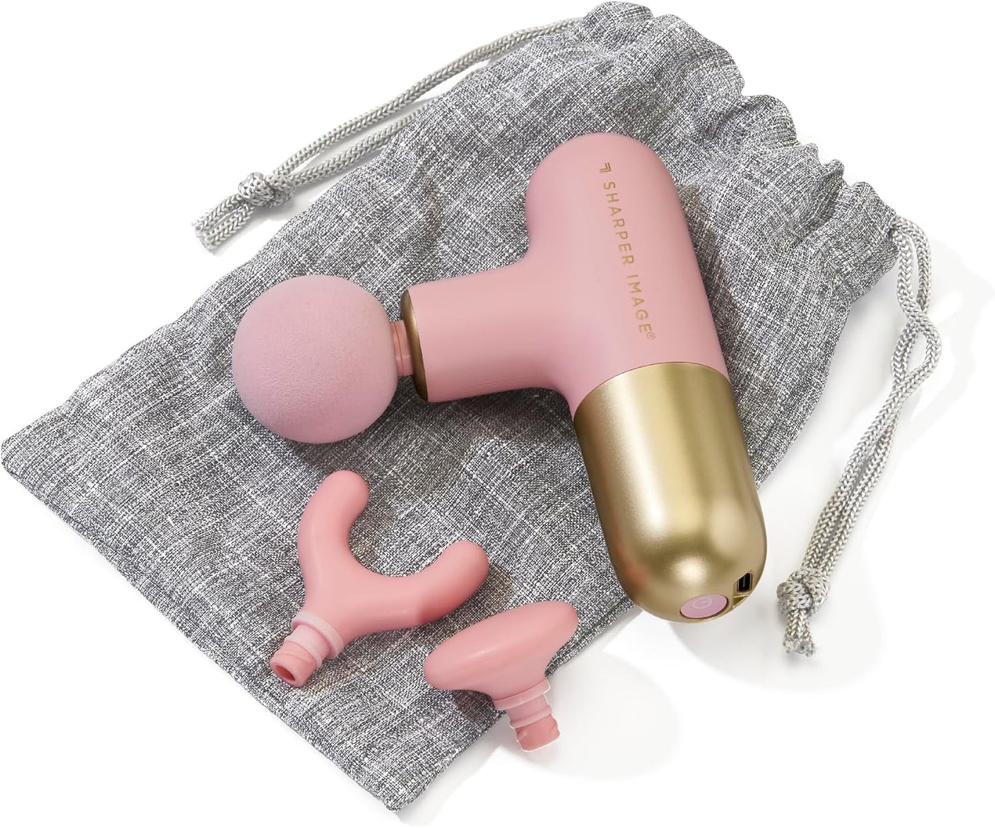 Sharper Image Powerboost Move - Mini Percussion Massage Gun| 4 Attachments, 4 Speeds, FSA Eligible| Full Body Back & Shoulder Massager| Deep Tissue Muscle Recovery| Portable Pain Relief Massage Tool