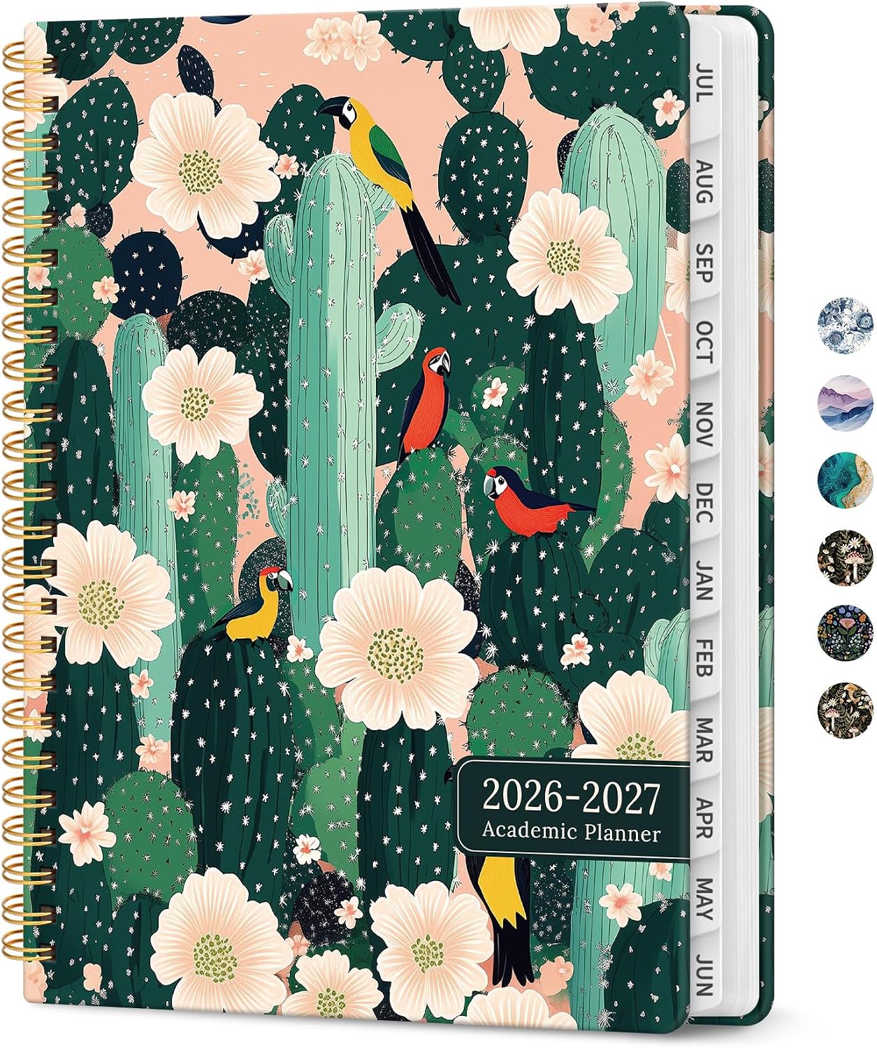 Planner 2026-2027, Academic Monthly and Weekly Calendar Planner for Women, July 2026 - June 2027, Hardcover Pretty Agenda Planner Book with Tabs, Spiral Daily Organizer for School Office Home Supplies, 6.3" x 8.5" - Blue Floral