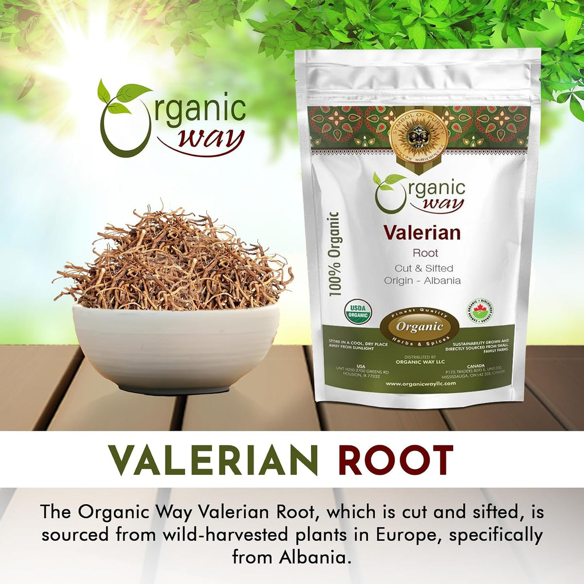 Organic Way Valerian Root Cut & Sifted - Herbal Tea (4 Oz)