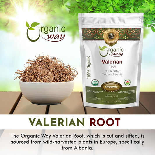 Organic Way Valerian Root Cut & Sifted - Herbal Tea (4 Oz)