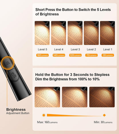 Gritin Book Light, Eye Caring 4-Color & 5-Brightness Neck Light Reading Light- Stepless Dimming,30-min Timer,80+ Hrs Runtime,Bendable Round Neck Design, Lightweight for Reading, Knitting, Repairing