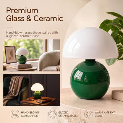 Dawnwake Mushroom Lamp Table Lamp for Bedroom-Small Desk Table Lamps,White