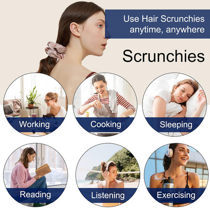 16 Pcs Scrunchies for Women - Black Satin Silk Scrunchies for Girls Hair Ties Elastics Bands Ponytail Holder Hair Accessories