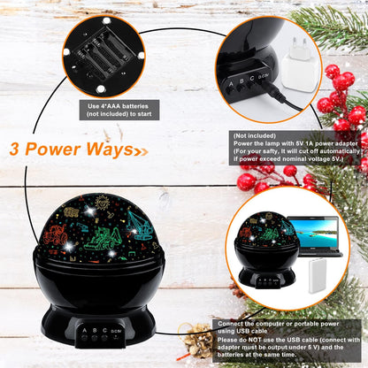 Kids Star Projector Night Light, Star Night Light Projector for Kids, Ceiling Stars Projection Lamp with Timer, 360° Rotating Night Light for Bedroom, Birthday Gift for 3 4 5 Year Old Girls Boys Black