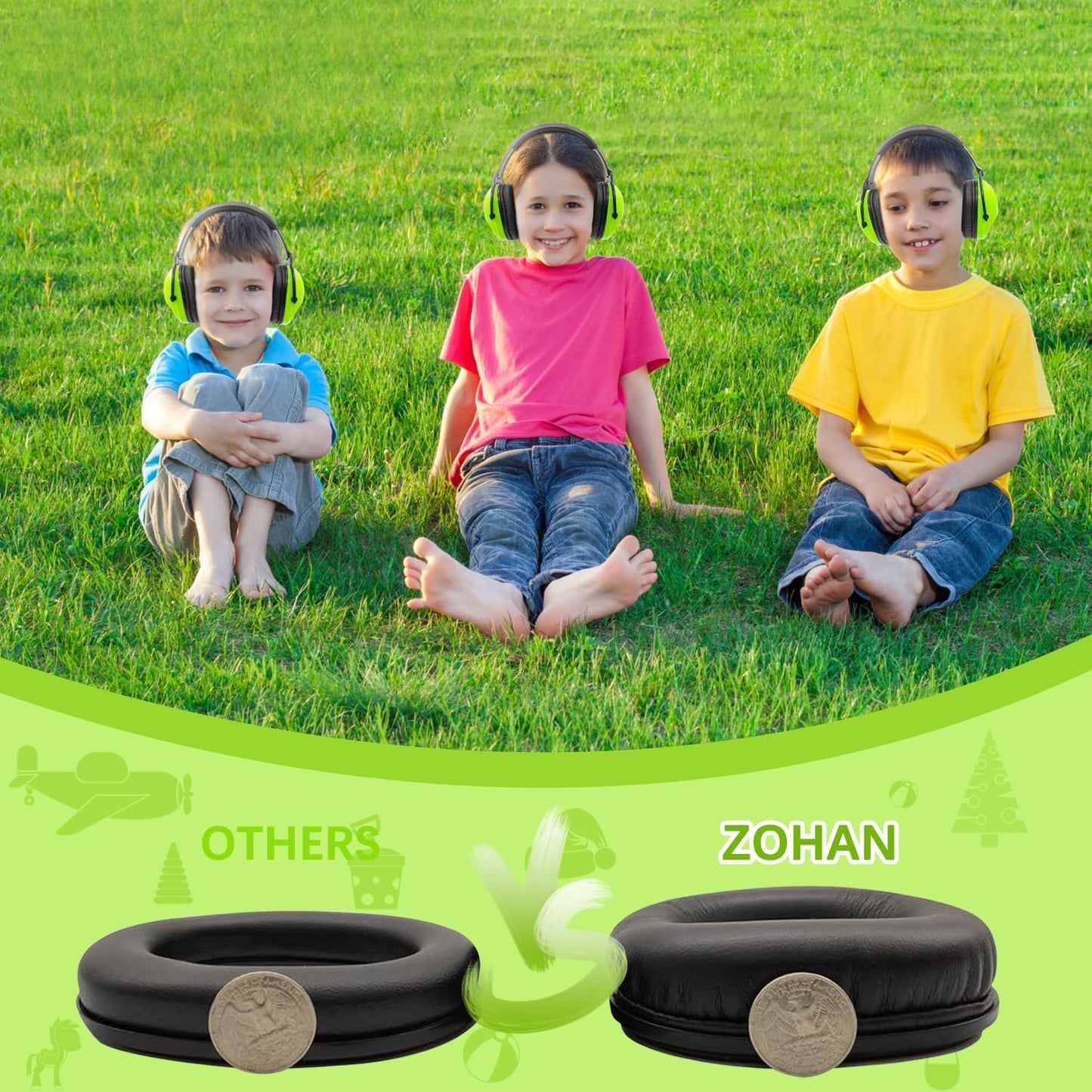 ZOHAN EM030 Kids Ear Protection, Noise Cancelling Headphones Ear Muffs for Autism Sensory, Safety Noise Reduction Hearing Protection for Monster Truck/Concerts/Fireworks/Air Shows
