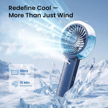 HandFan Upgraded Misting Fan with LED Display – Extreme Cooling Portable Handheld Fan with Water Mist Spray, 50% Stronger Airflow & Quieter, USB Rechargeable for Travel/Park/Disney/Beach/Concert/Game