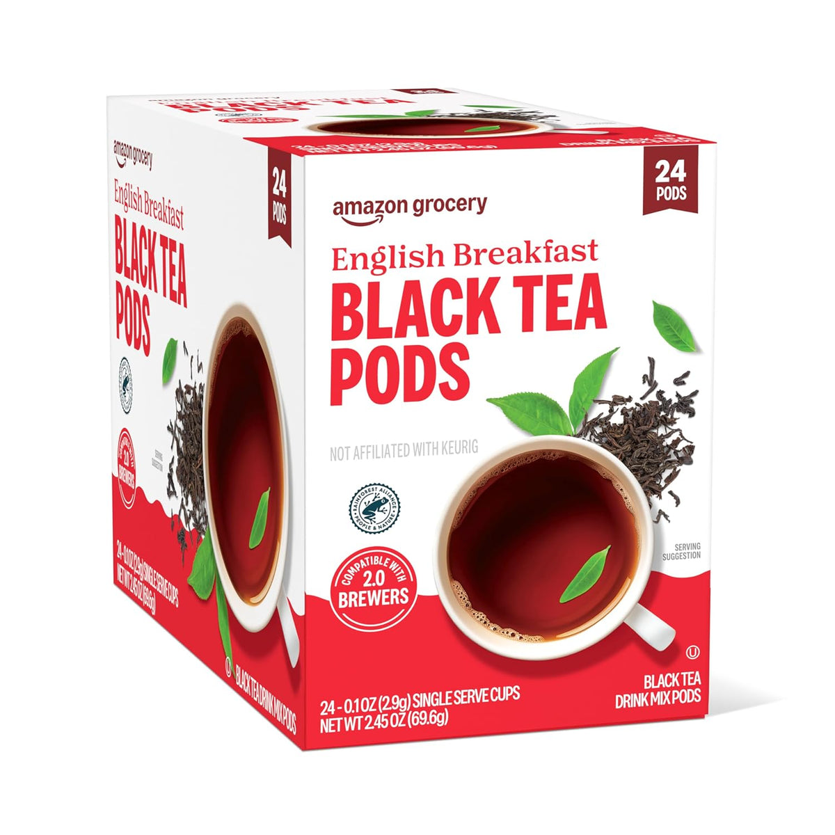 Amazon Grocery, English Breakfast Black Tea Pods, 2.45 Oz, 24 Ct (Previously Happy Belly)