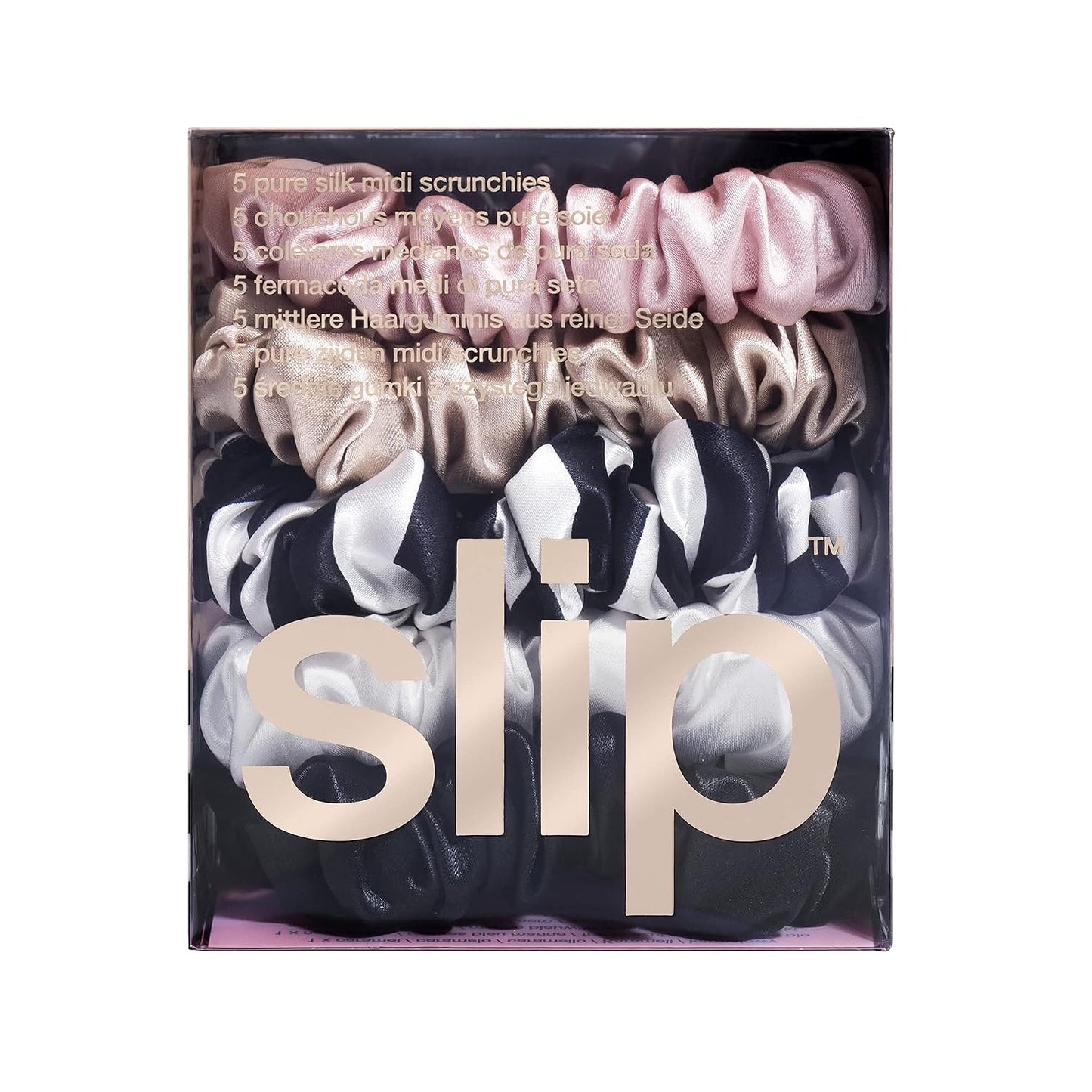 slip Back to Basics Black Midi & Large Scrunchie Set | Includes 2 Midi & 1 Large Pure Silk Scrunchies | 100% Mulberry Silk, Anti-Crease, Gentle on Hair, Prevents Breakage | Stylish & Durable