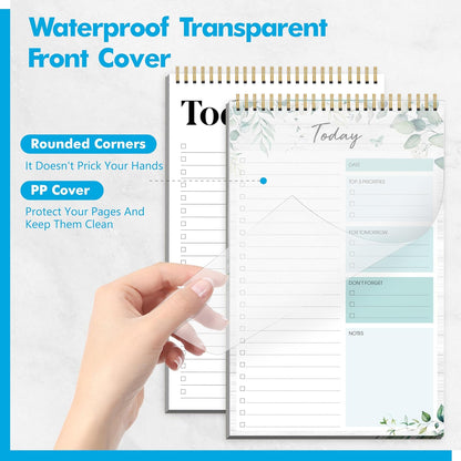2 To Do List Notepads, Daily Planner Notebook with Tear-off Design, Undated Writing Organizer for Daily Tasks and Goal, Coiled Task Track Checklist Productivity Pad for Office, Classroom, Home, School